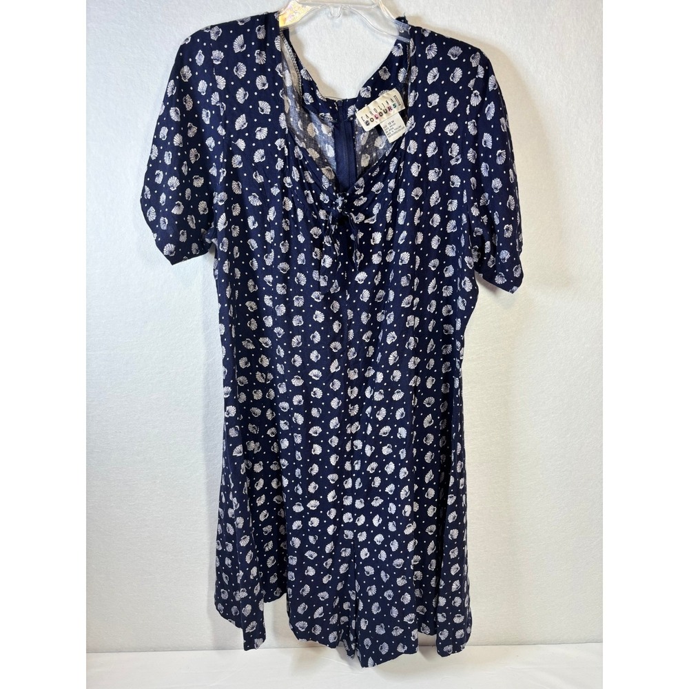 Vintage 80s 90s Carolina Colours II Romper 18W Navy Rayon Shoulder Pads
